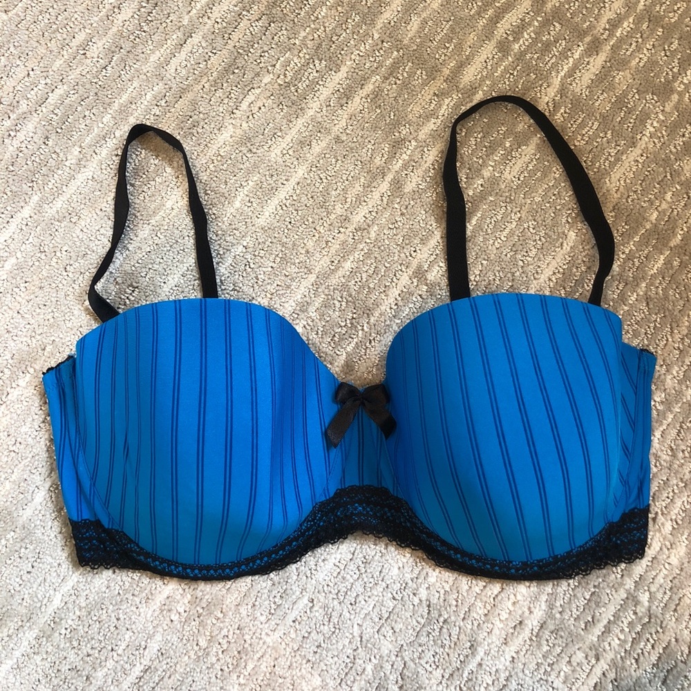Blue pin striped bra